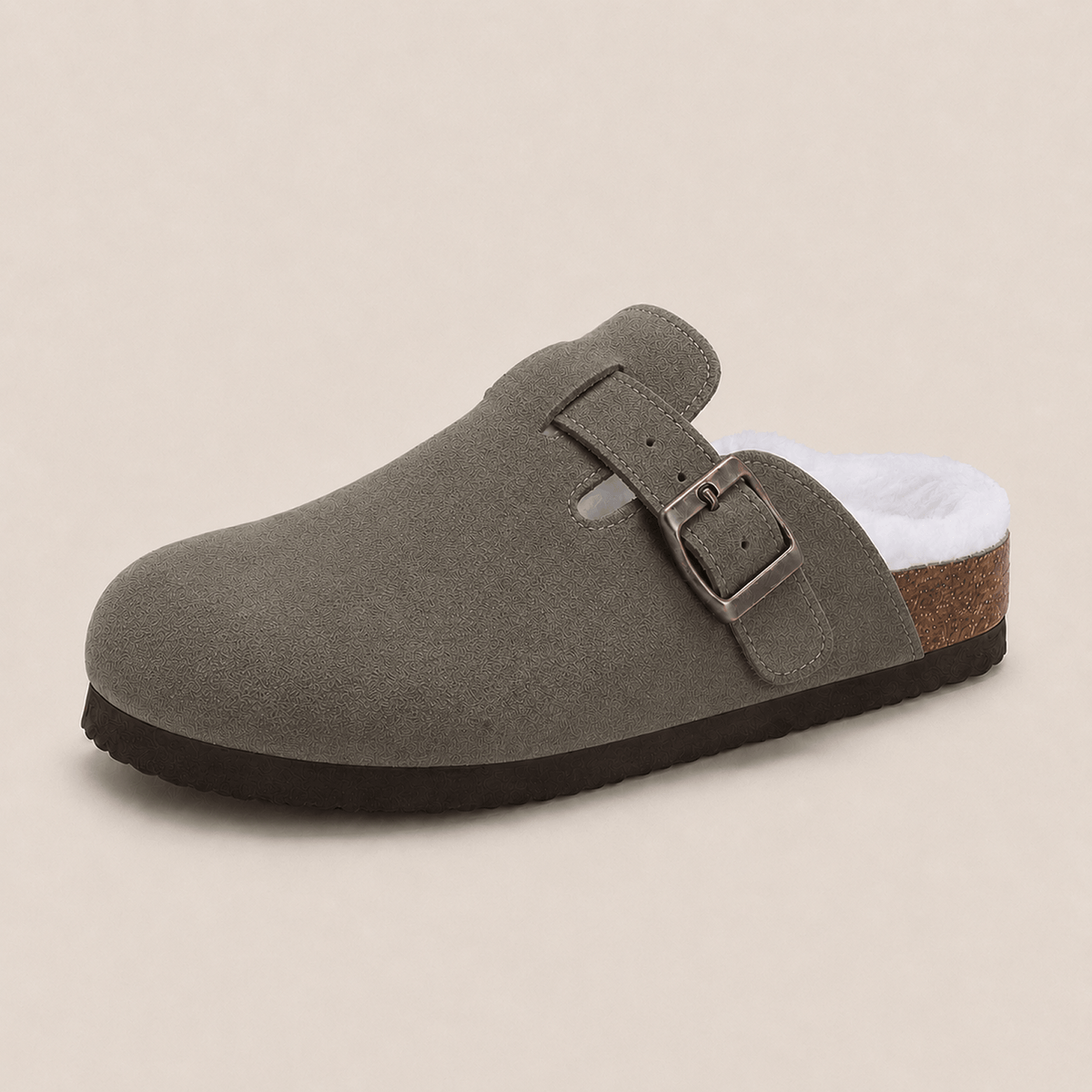 Fur-lined Suede Clogs by Luxenne
