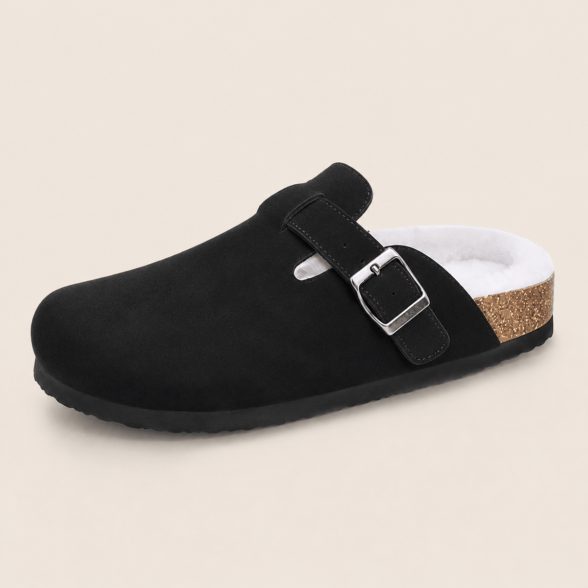 Fur-lined Suede Clogs by Luxenne