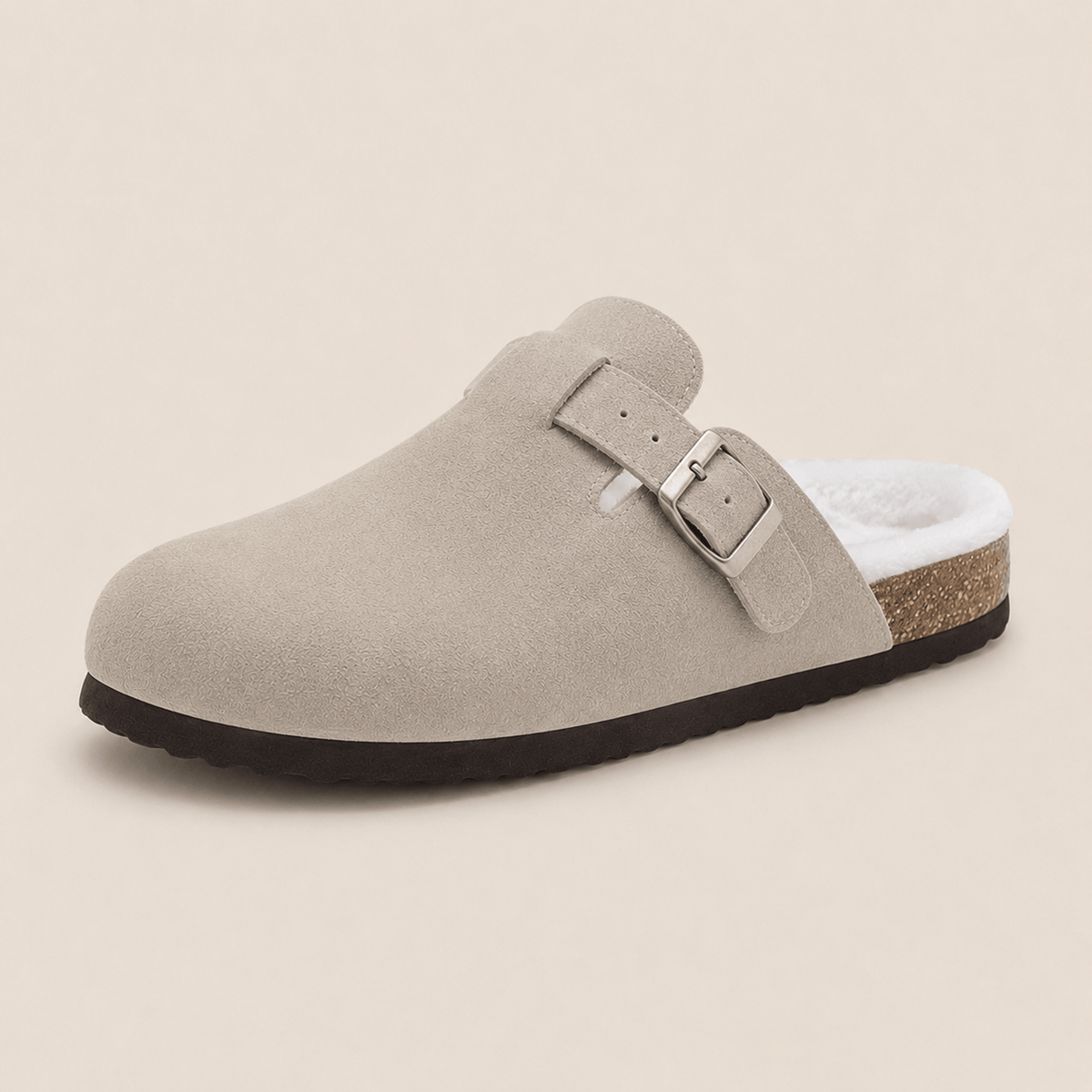 Fur-lined Suede Clogs by Luxenne