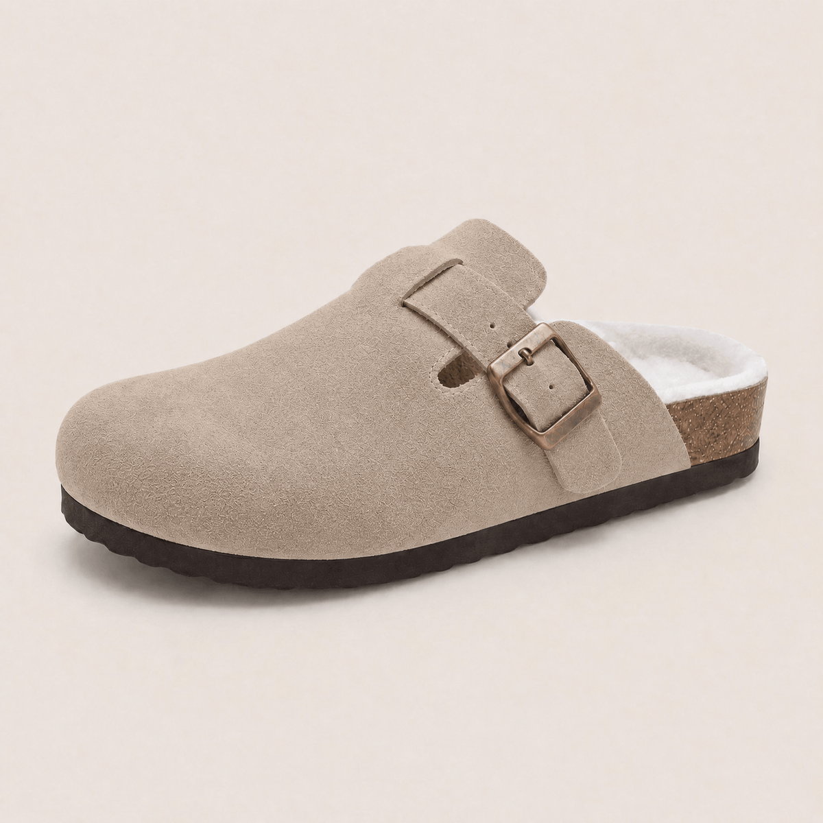 Fur-lined Suede Clogs by Luxenne