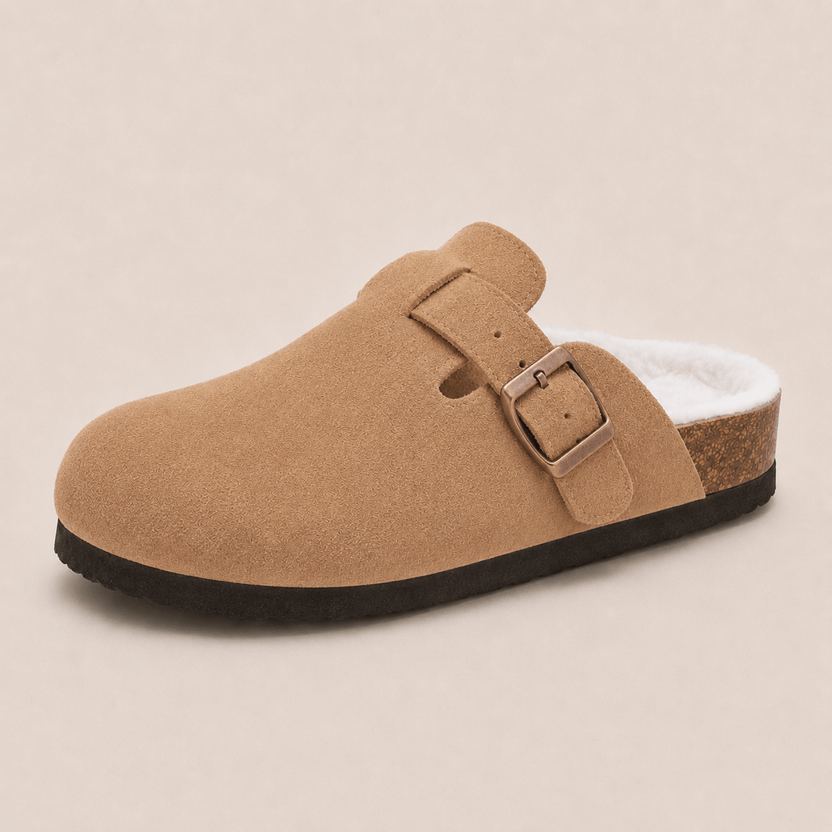 Fur-lined Suede Clogs by Luxenne