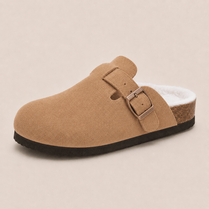 Fur-lined Suede Clogs by Luxenne