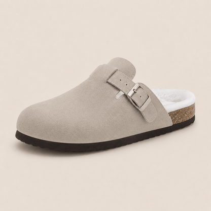 Fur-lined Suede Clogs by Luxenne