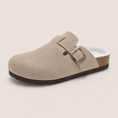 Fur-lined Suede Clogs by Luxenne